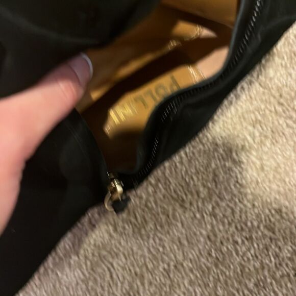 Pollini black suede thigh high boots with plexiglass heel and leather trim 40 - Picture 6 of 7